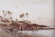 John varley jnr Old Portuguese Fort near Bombay France oil painting artist